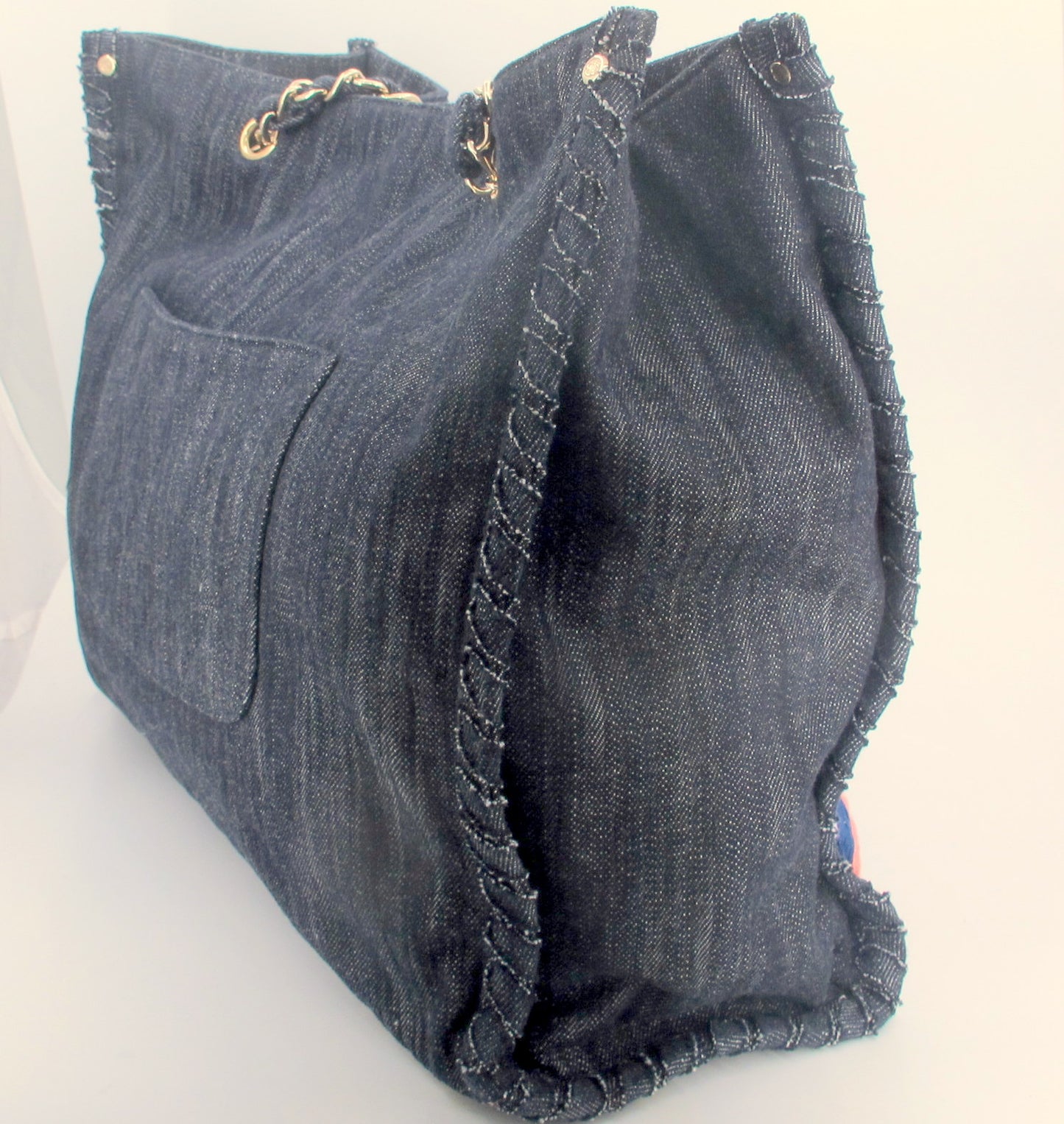 Original Chanel FLY NIGHT Denim Ladies Tote Handbag