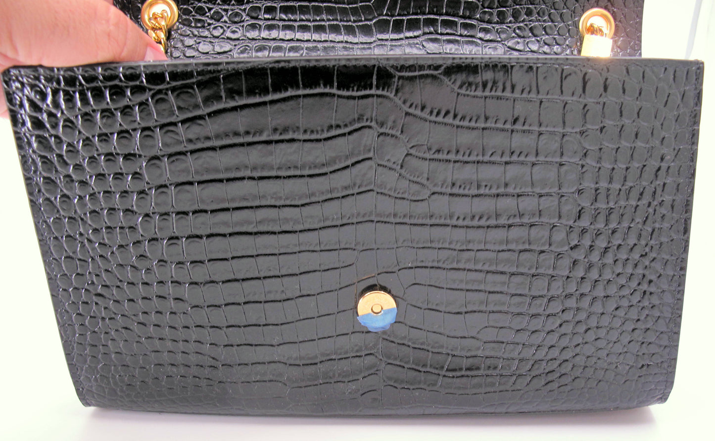 Original YVES SAINT LAURENT "KATE" Crocodile Effect Black Shoulder bag