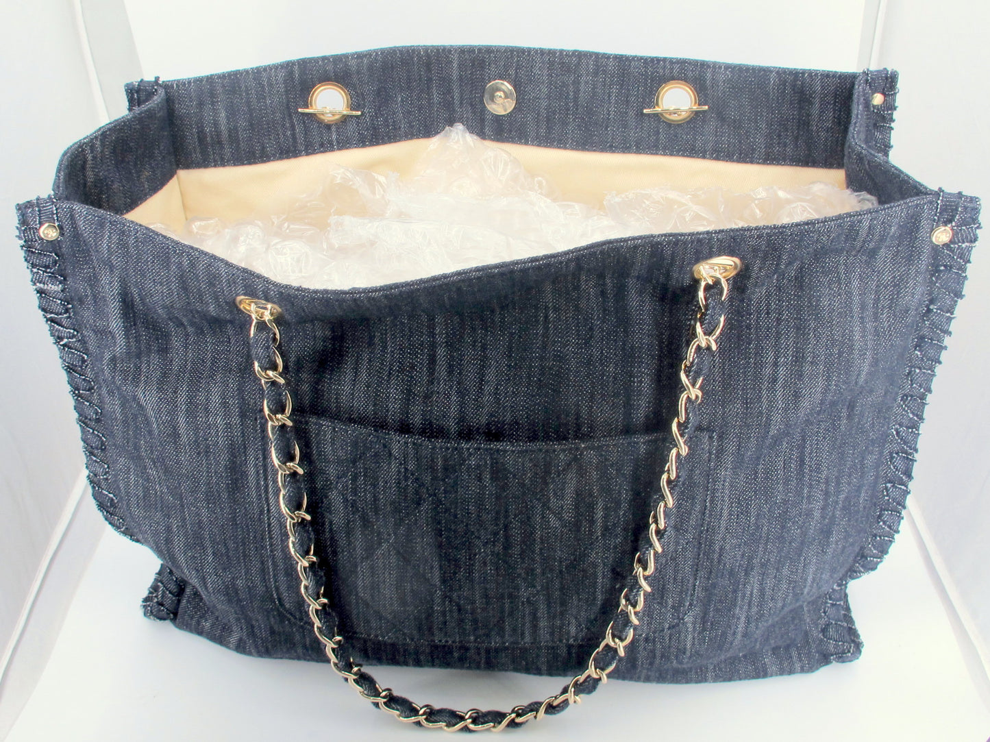 Original Chanel FLY NIGHT Denim Ladies Tote Handbag