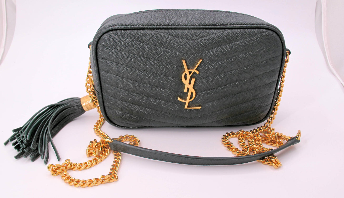 Original YVES SAINT LAURENT Mini Lou Camera Shoulder bag Green Color