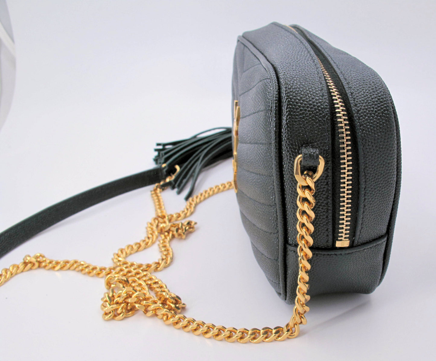 Original YVES SAINT LAURENT Mini Lou Camera Shoulder bag Green Color