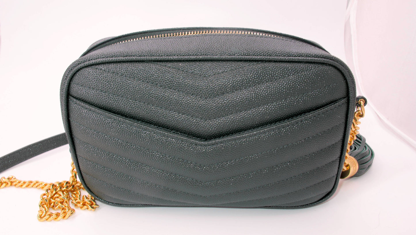Original YVES SAINT LAURENT Mini Lou Camera Shoulder bag Green Color