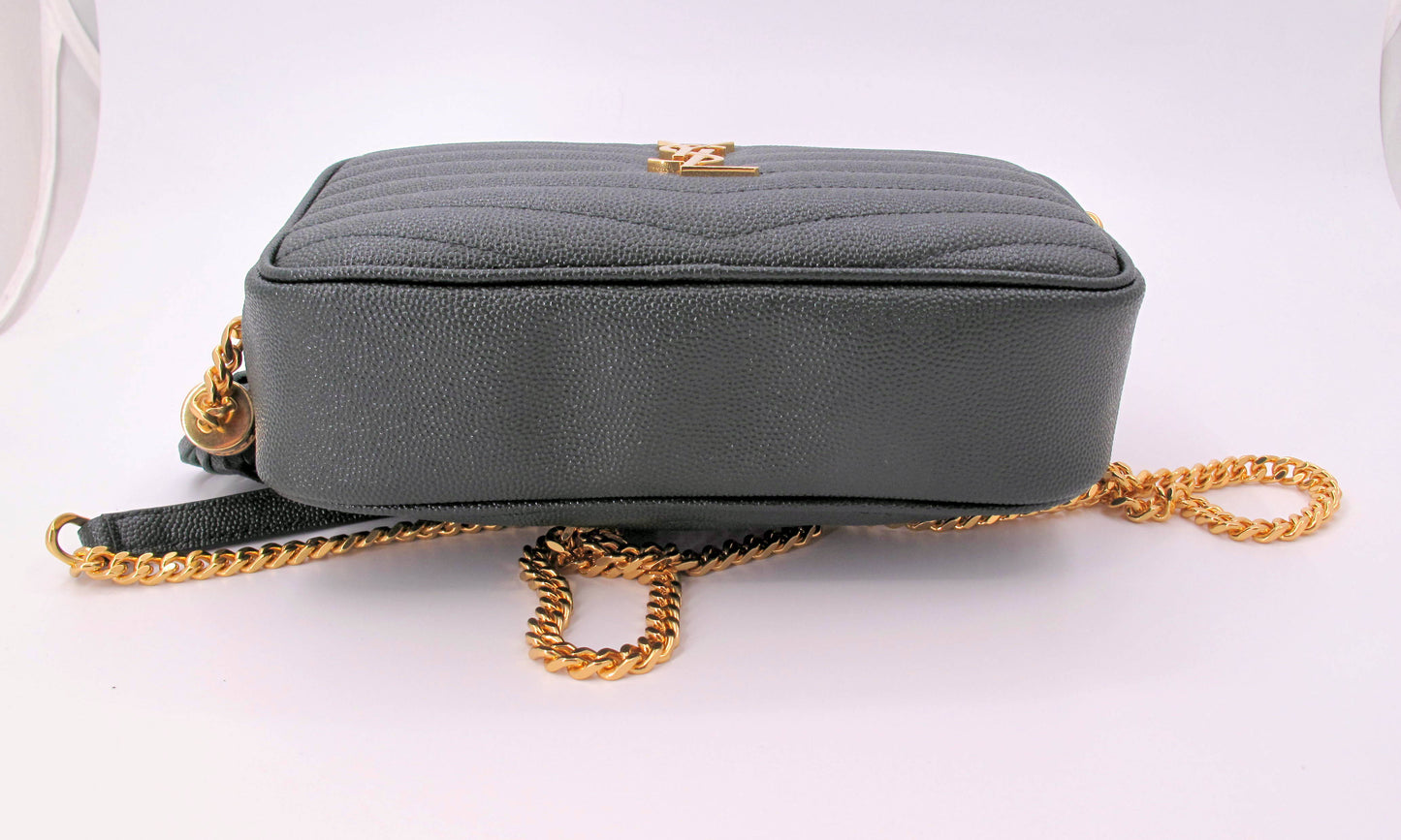 Original YVES SAINT LAURENT Mini Lou Camera Shoulder bag Green Color