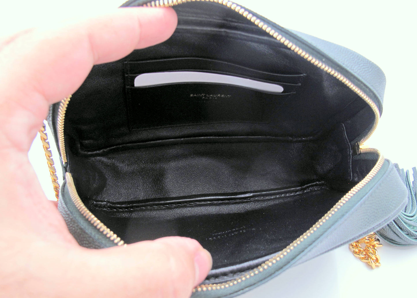 Original YVES SAINT LAURENT Mini Lou Camera Shoulder bag Green Color