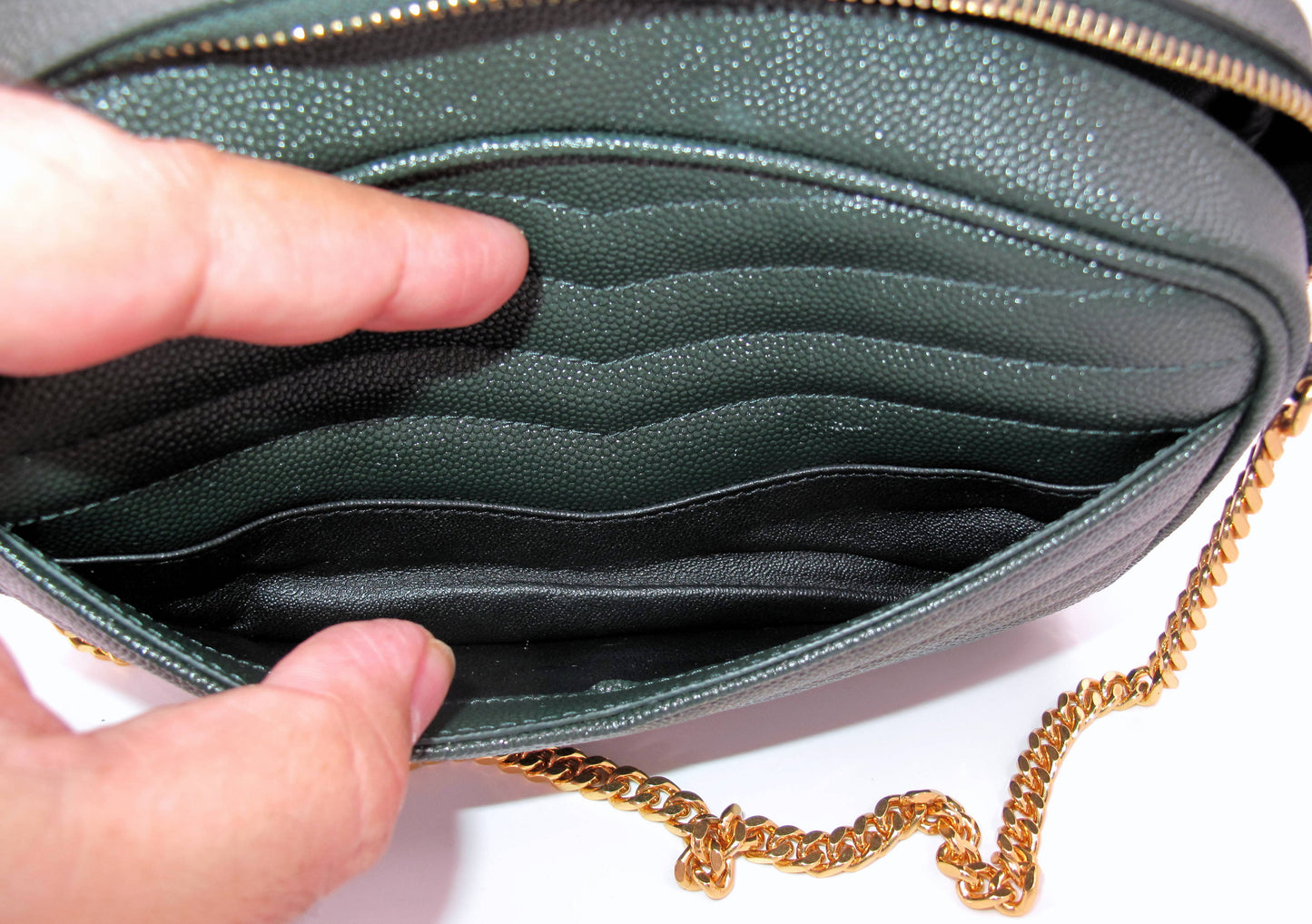Original YVES SAINT LAURENT Mini Lou Camera Shoulder bag Green Color
