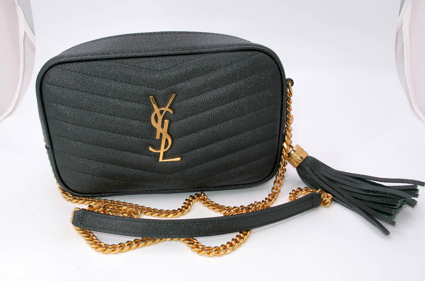 Original YVES SAINT LAURENT Mini Lou Camera Shoulder bag Green Color