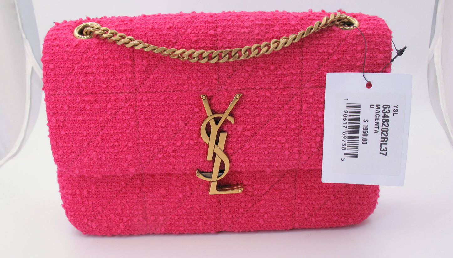 Original YVES SAINT LAURENT Jamie Tweed Magenta Shoulder Ladies Handbag