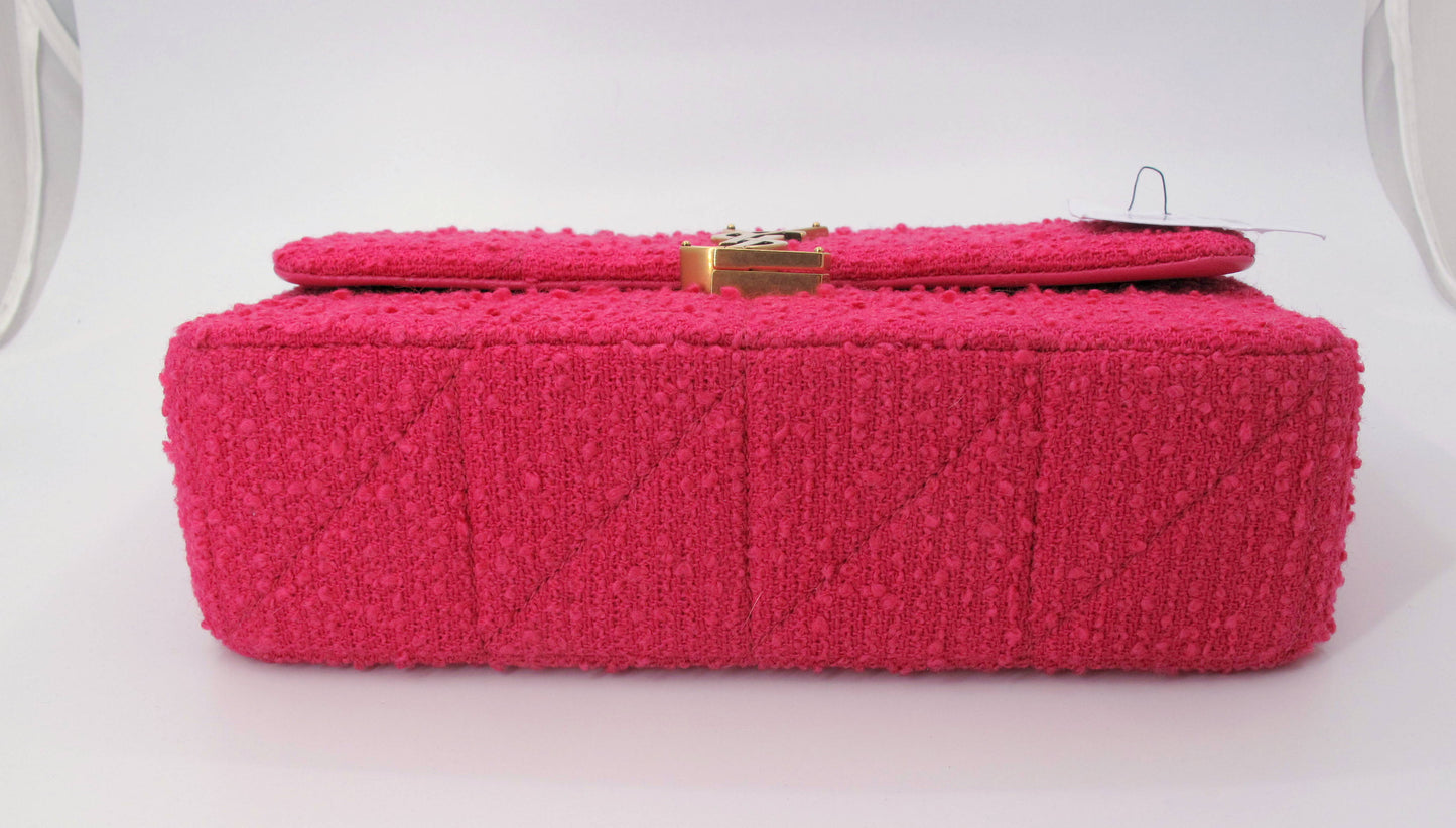 Original YVES SAINT LAURENT Jamie Tweed Magenta Shoulder Ladies Handbag