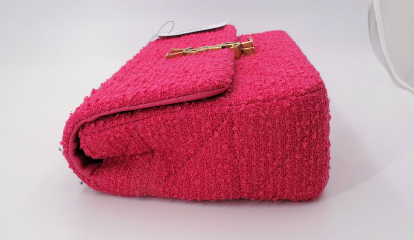 Original YVES SAINT LAURENT Jamie Tweed Magenta Shoulder Ladies Handbag