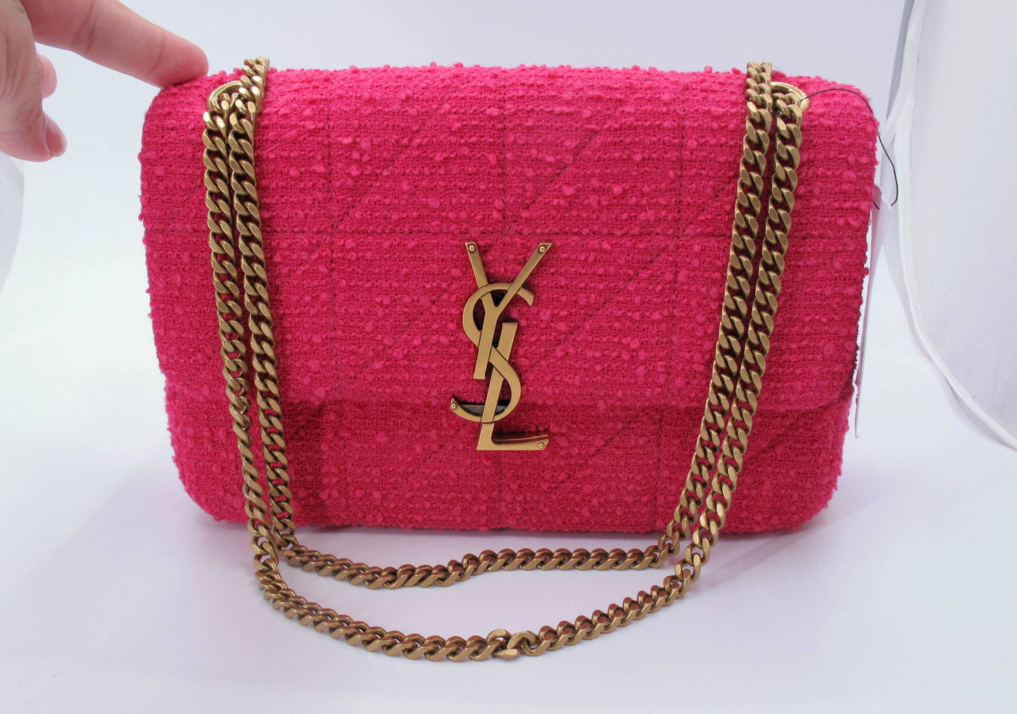 Original YVES SAINT LAURENT Jamie Tweed Magenta Shoulder Ladies Handbag