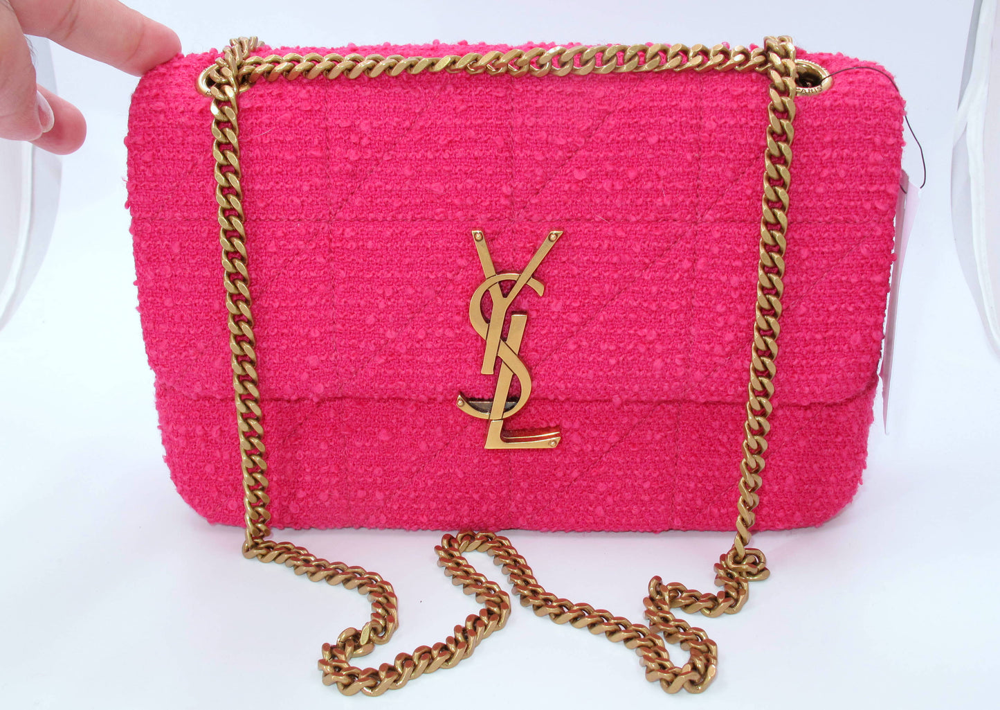 Original YVES SAINT LAURENT Jamie Tweed Magenta Shoulder Ladies Handbag