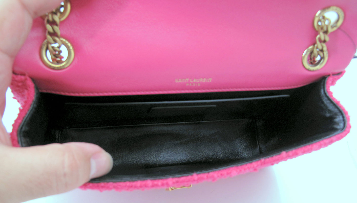 Original YVES SAINT LAURENT Jamie Tweed Magenta Shoulder Ladies Handbag