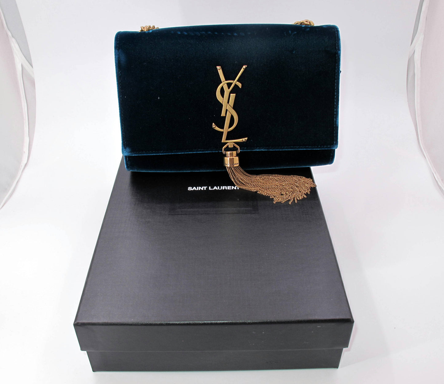 Original YVES SAINT LAURENT KATE Suede Blue Shoulder Ladies Handbag