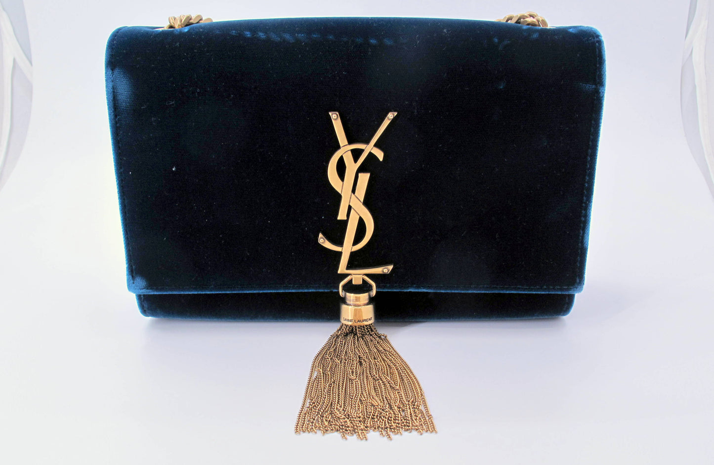 Original YVES SAINT LAURENT KATE Suede Blue Shoulder Ladies Handbag