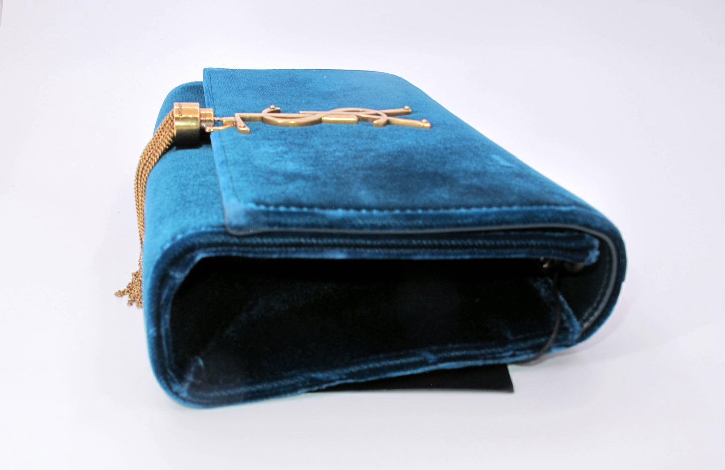 Original YVES SAINT LAURENT KATE Suede Blue Shoulder Ladies Handbag