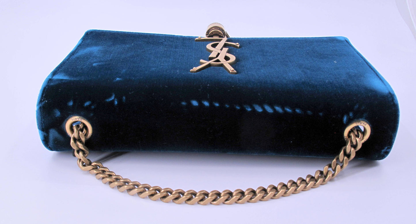 Original YVES SAINT LAURENT KATE Suede Blue Shoulder Ladies Handbag