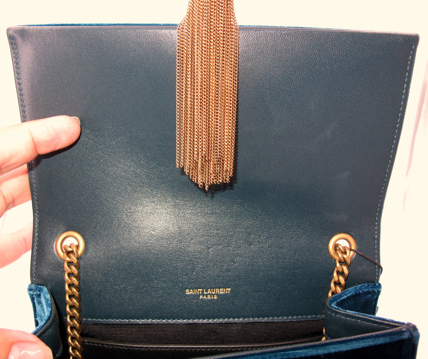 Original YVES SAINT LAURENT KATE Suede Blue Shoulder Ladies Handbag