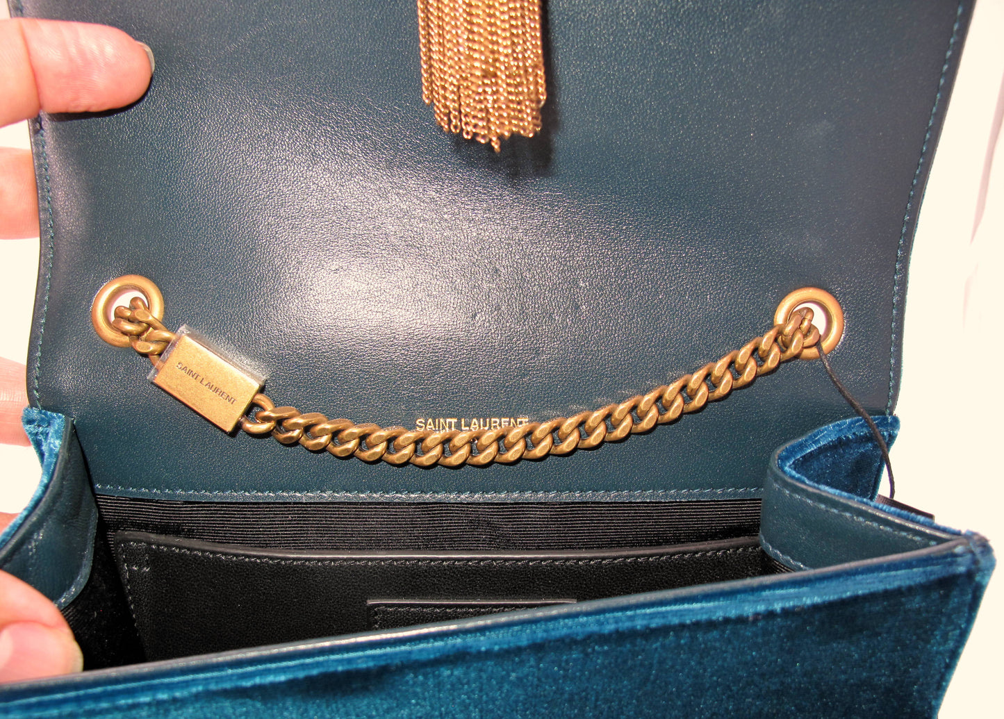 Original YVES SAINT LAURENT KATE Suede Blue Shoulder Ladies Handbag