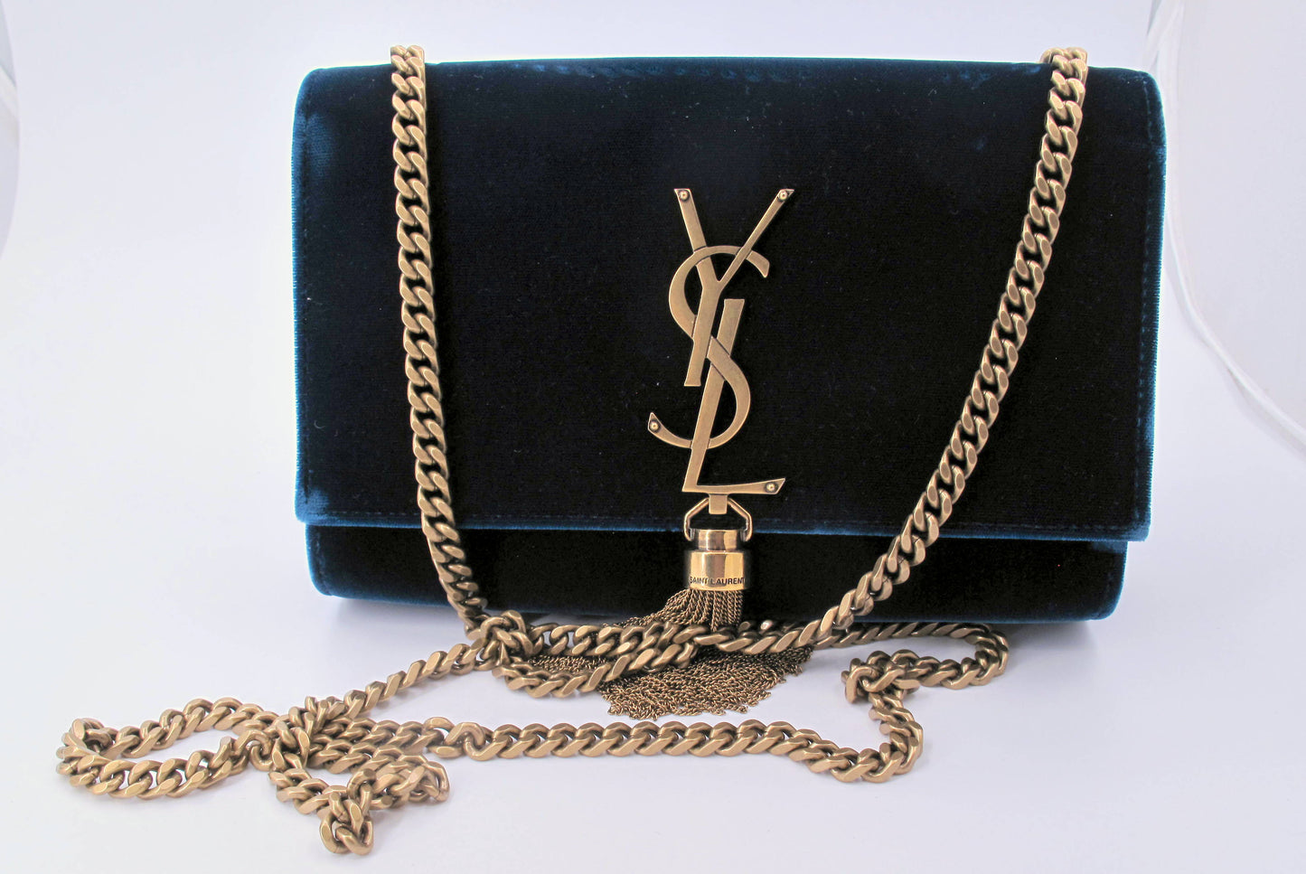 Original YVES SAINT LAURENT KATE Suede Blue Shoulder Ladies Handbag