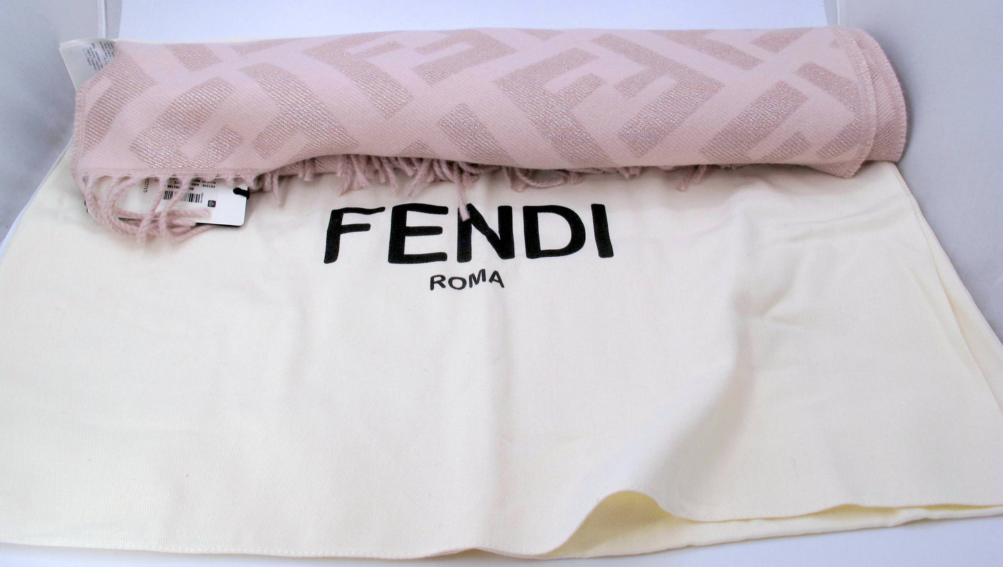 Original Stunning FENDI FF Cashmere Scarf Light Pink With Box