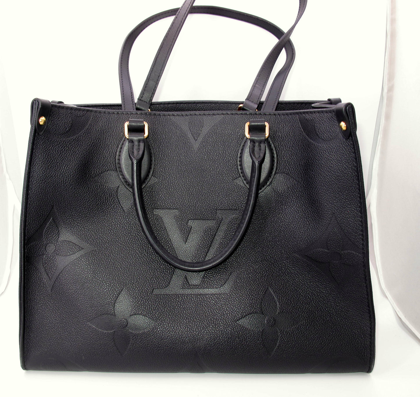Original LOUIS VUITTON "ONTHEGO" MM Black Empreinte Leather Handbag