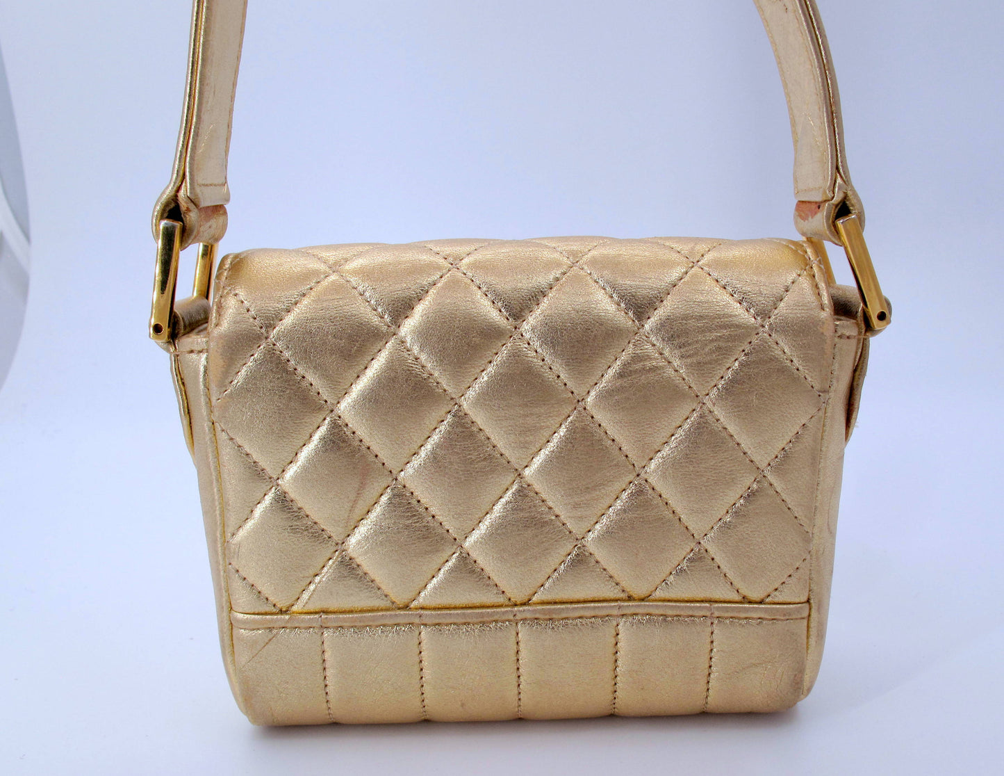 Original CHANEL Mini Vintage Gold Shoulder Ladies Leather Handbag