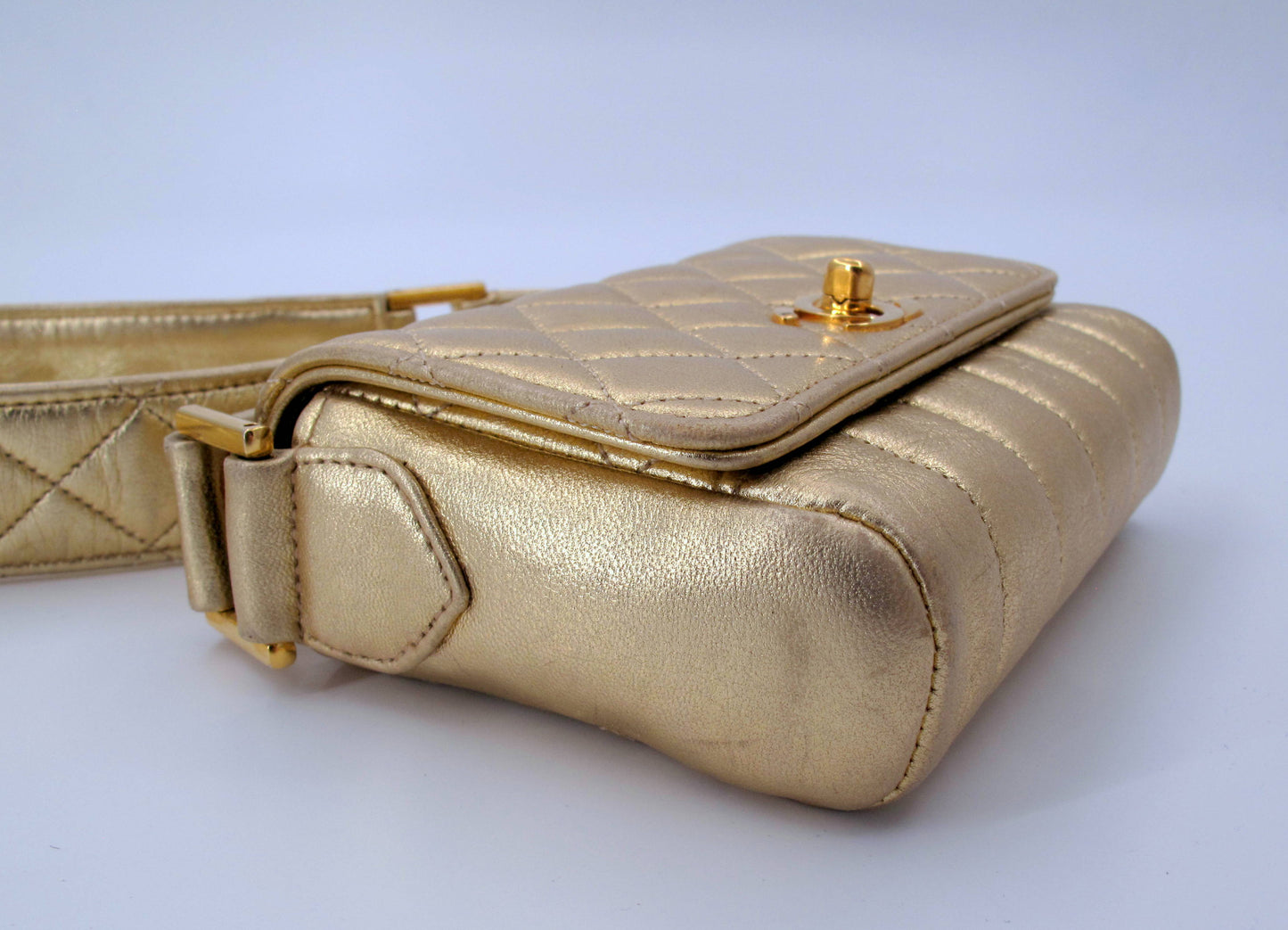 Original CHANEL Mini Vintage Gold Shoulder Ladies Leather Handbag