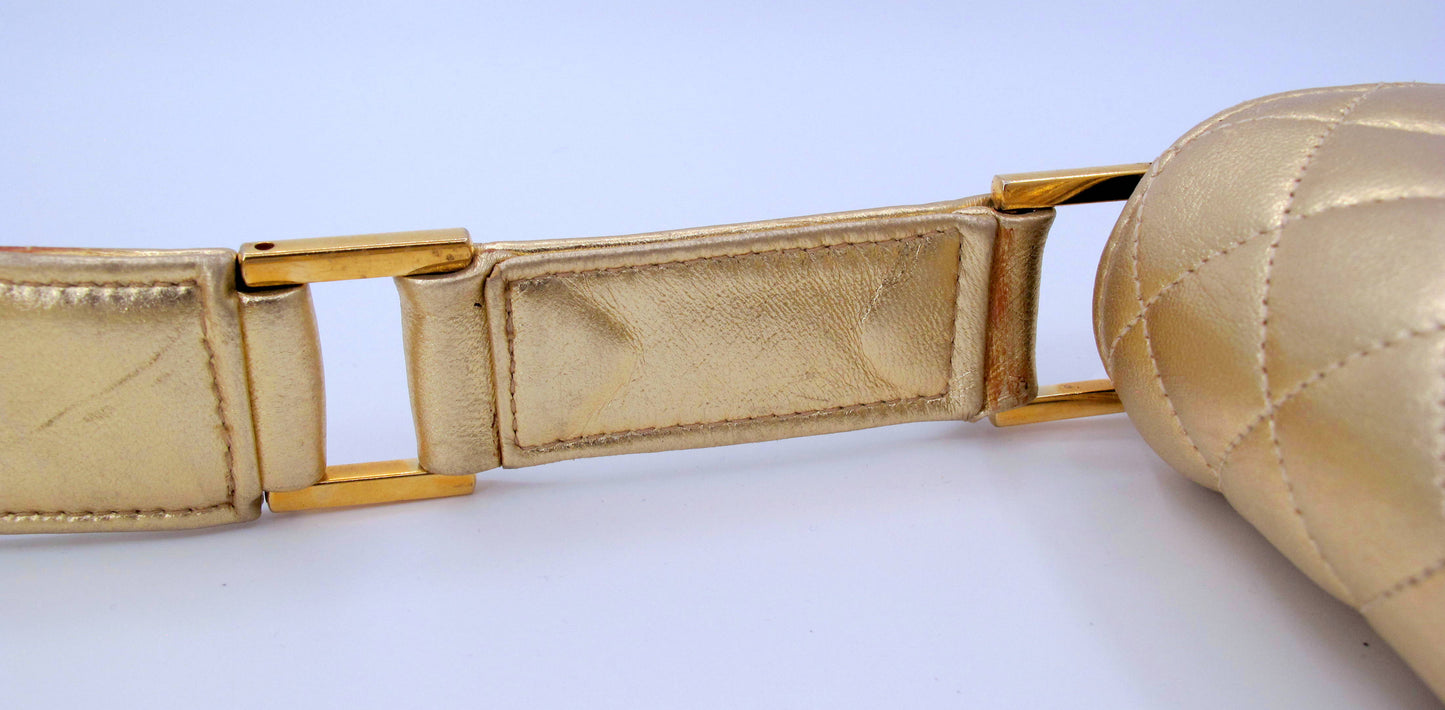 Original CHANEL Mini Vintage Gold Shoulder Ladies Leather Handbag