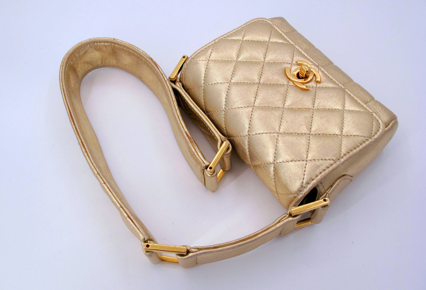 Original CHANEL Mini Vintage Gold Shoulder Ladies Leather Handbag