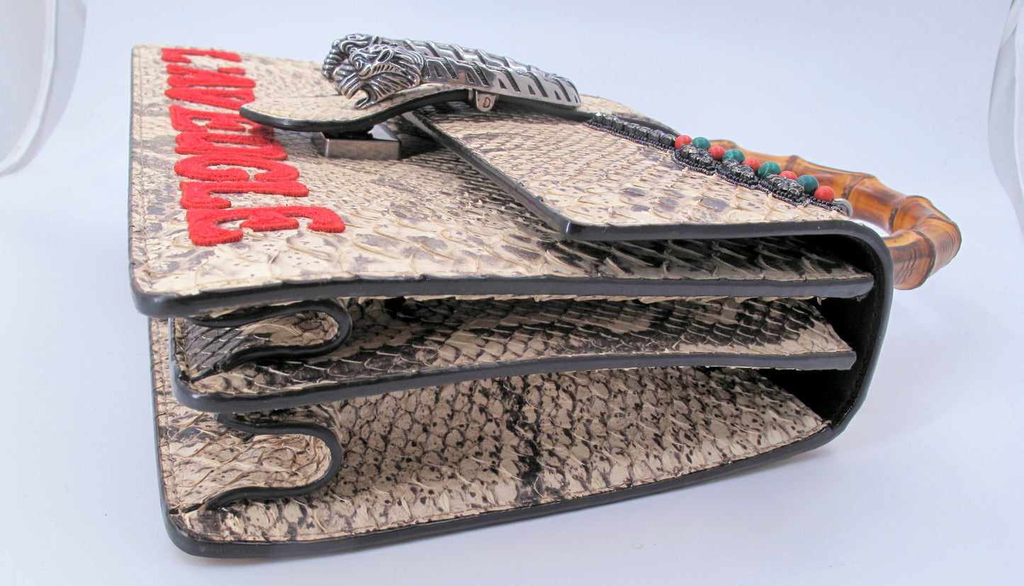Original GUCCI "DIONYSUS" Python Medium Bamboo Top Handle Ladies Handbag