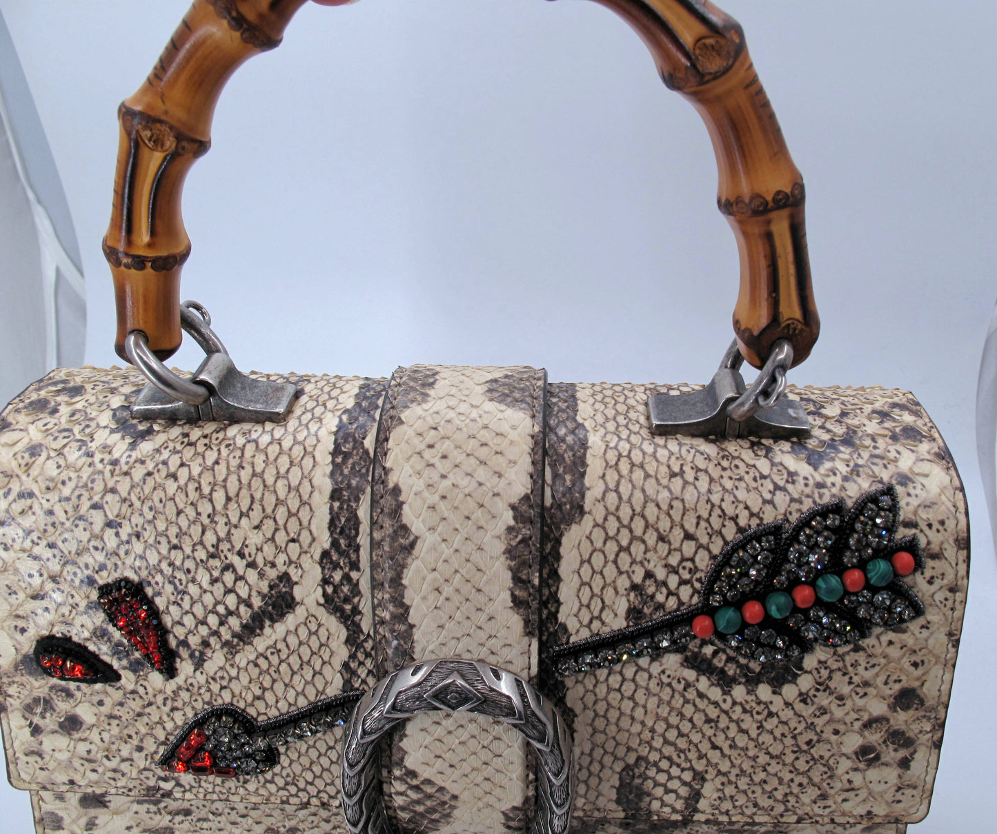 Original GUCCI "DIONYSUS" Python Medium Bamboo Top Handle Ladies Handbag