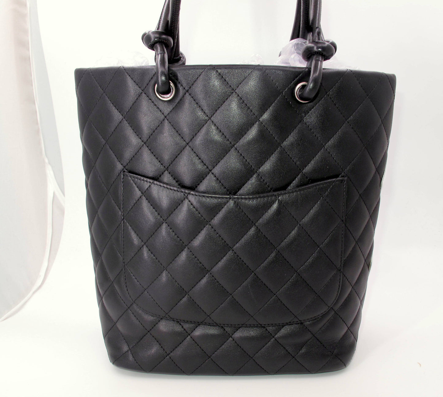 Original CHANEL "CAMBON" Medium Black/White Ladies Leather Handbag