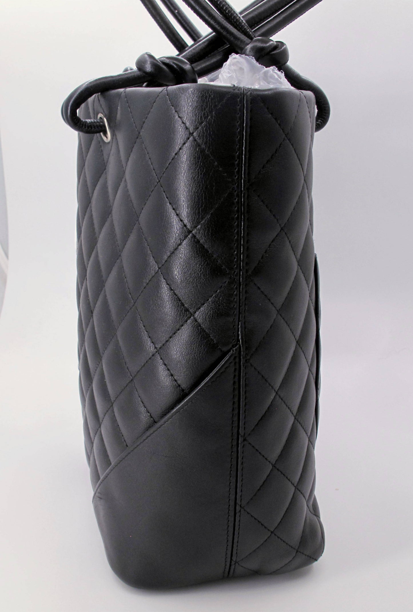 Original CHANEL "CAMBON" Medium Black/White Ladies Leather Handbag