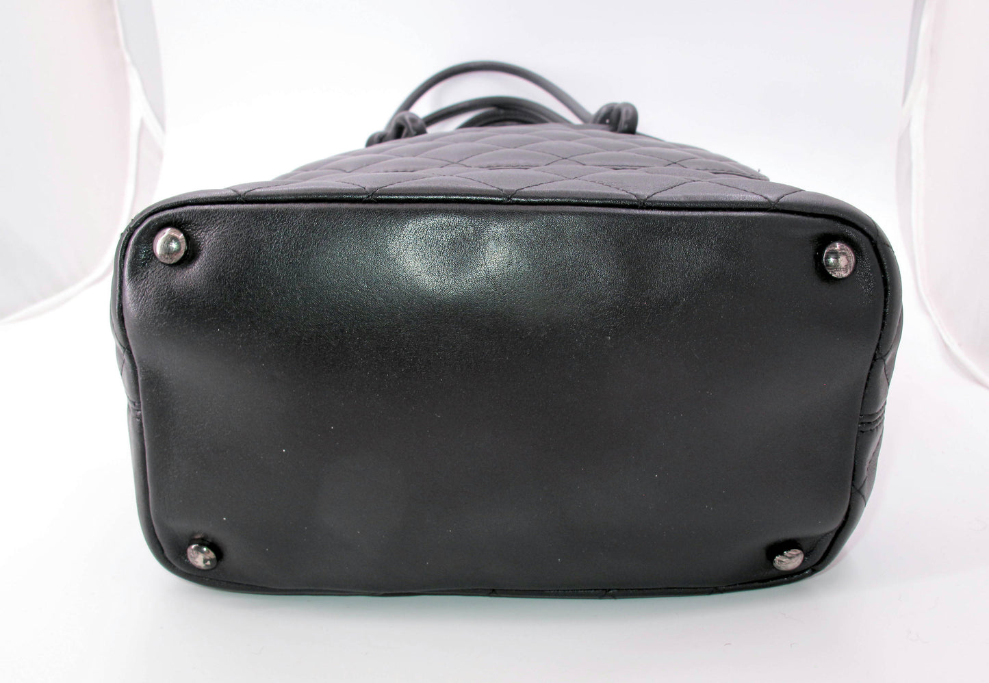 Original CHANEL "CAMBON" Medium Black/White Ladies Leather Handbag