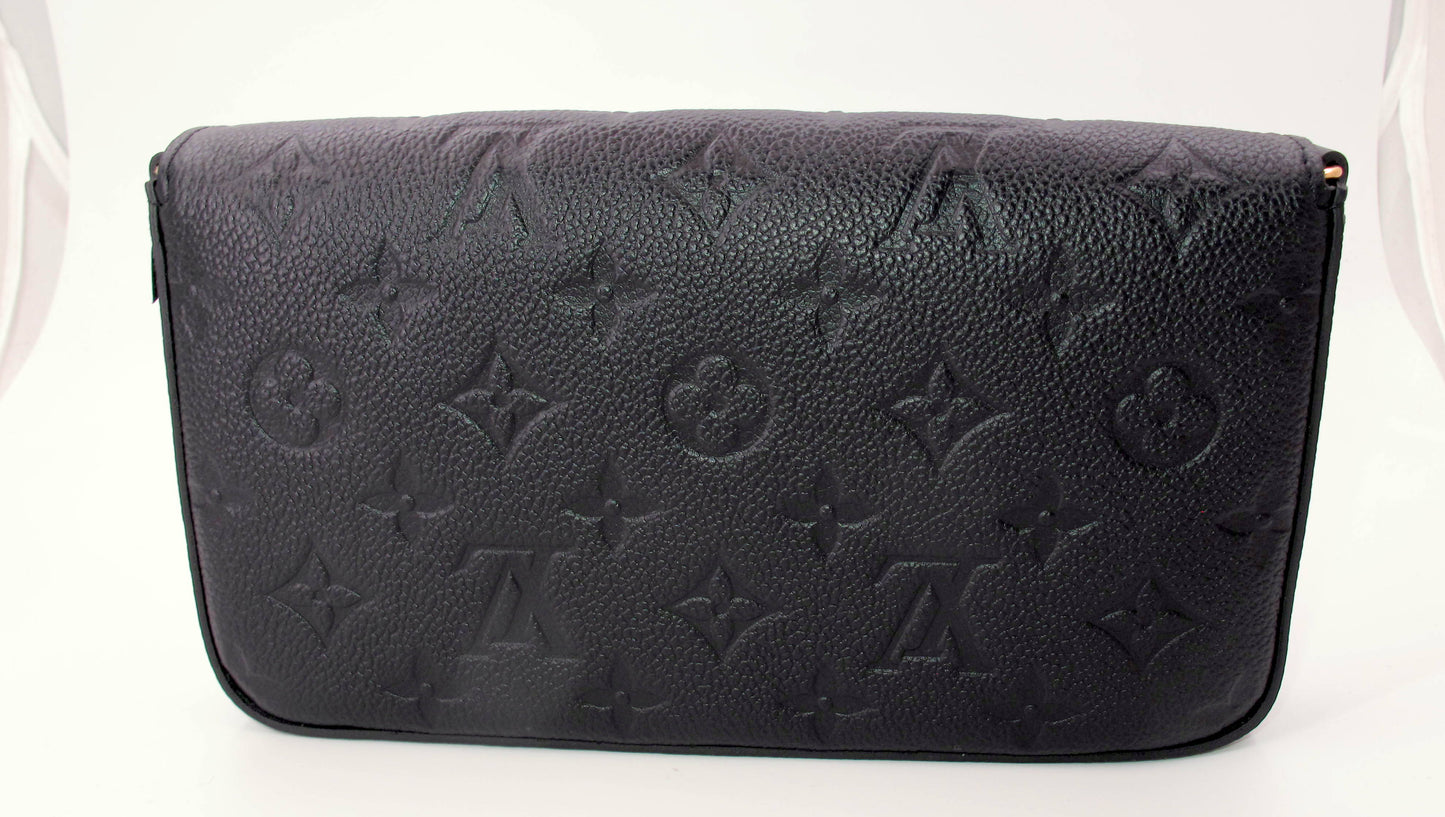 Original LOUIS VUITTON "FELICIE" Black Empreinte Leather Handbag