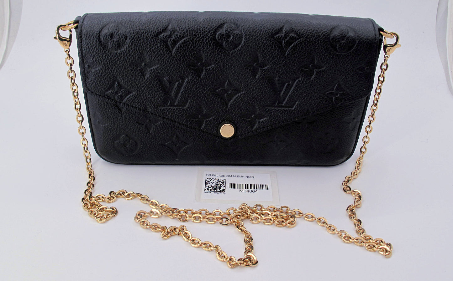 Original LOUIS VUITTON "FELICIE" Black Empreinte Leather Handbag