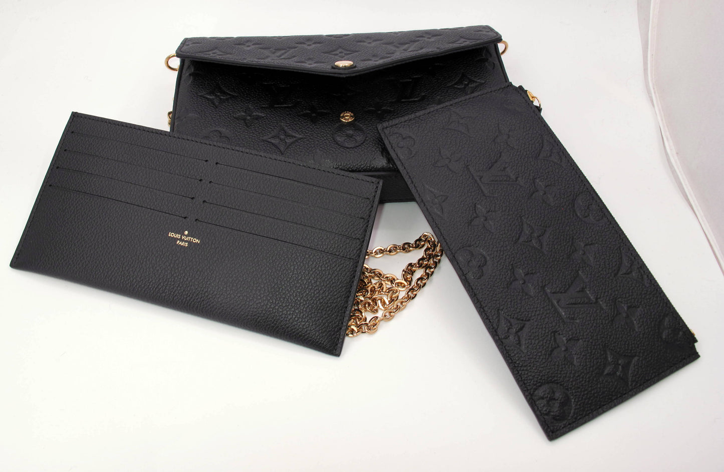 Original LOUIS VUITTON "FELICIE" Black Empreinte Leather Handbag