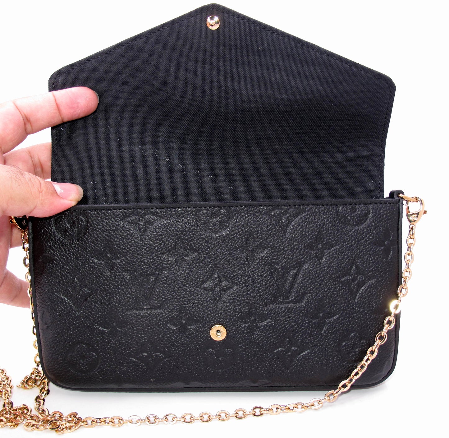 Original LOUIS VUITTON "FELICIE" Black Empreinte Leather Handbag