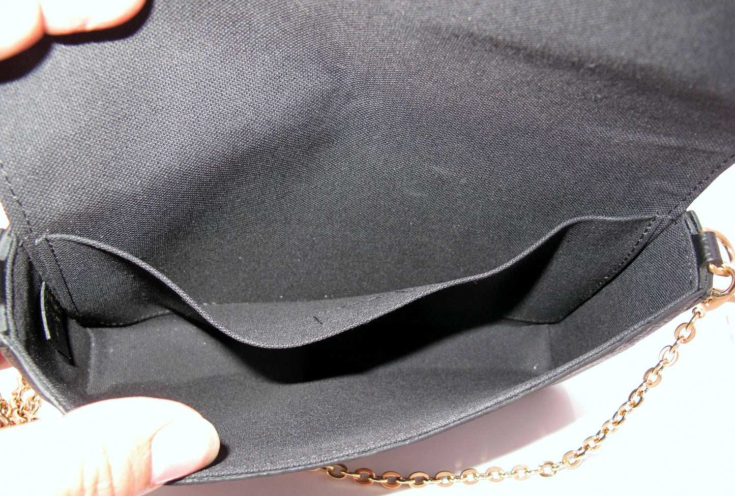 Original LOUIS VUITTON "FELICIE" Black Empreinte Leather Handbag