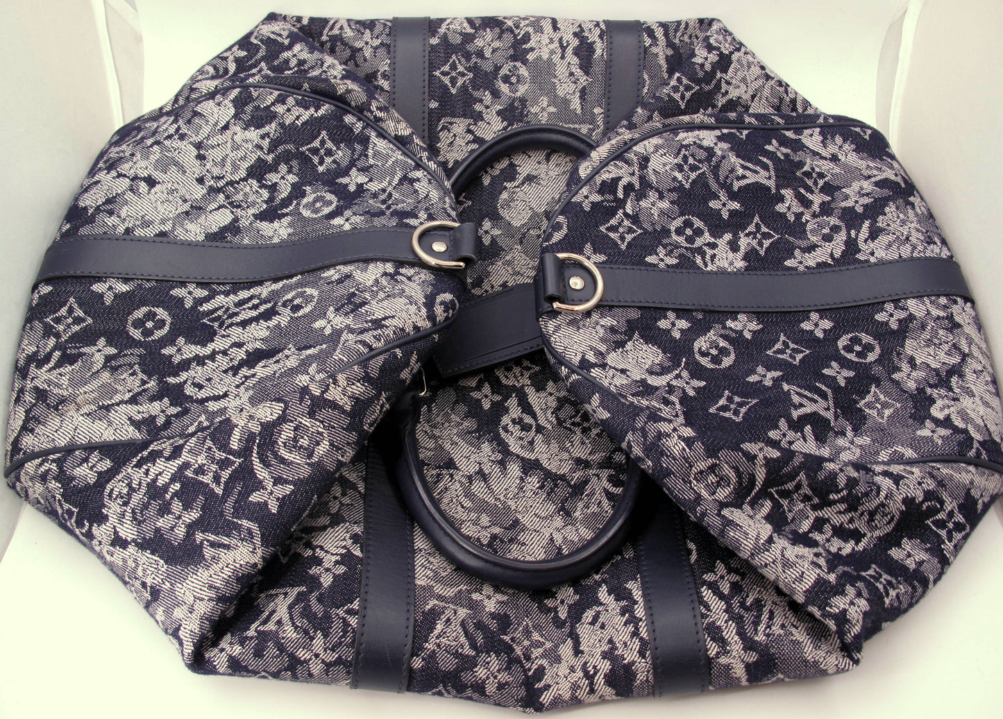 Louis Vuitton Keepal 50 Denim Tapestry Duffle Bag With Strap Lock/Keys