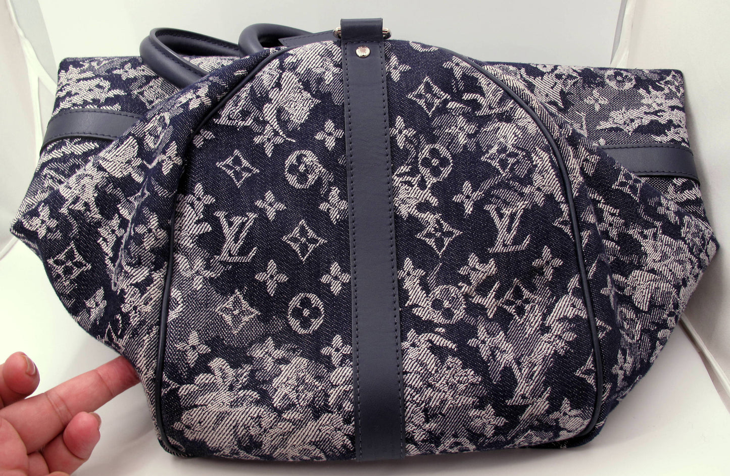 Louis Vuitton Keepal 50 Denim Tapestry Duffle Bag With Strap Lock/Keys