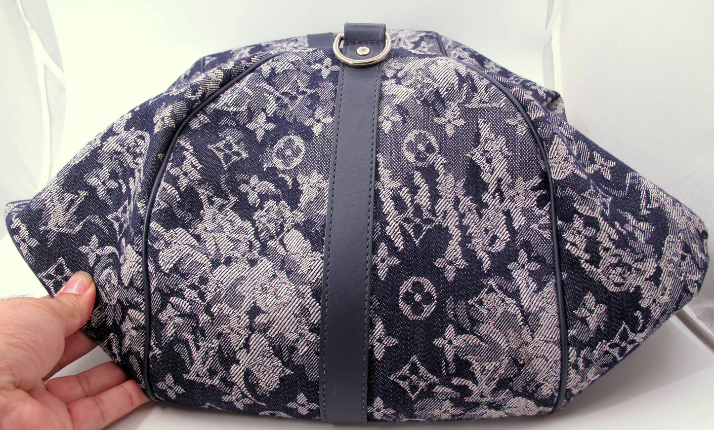 Louis Vuitton Keepal 50 Denim Tapestry Duffle Bag With Strap Lock/Keys