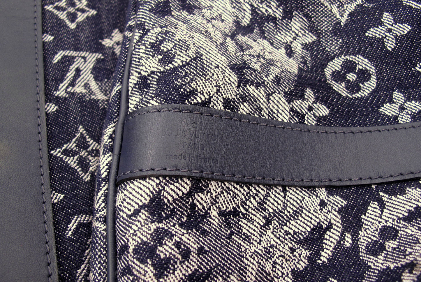 Louis Vuitton Keepal 50 Denim Tapestry Duffle Bag With Strap Lock/Keys