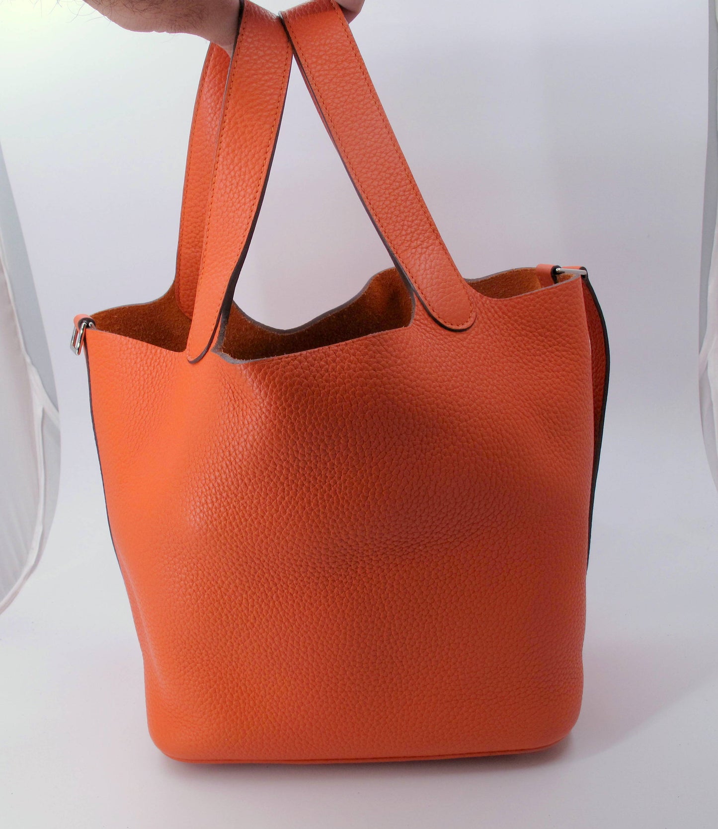 Original HERMES Picotin Lock 22cm Orange Handbag With Box/Dustbag