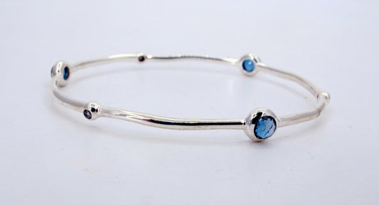 Sterling Silver IPPOLITA Blue Stone and Diamonds Ladies bangle bracelet
