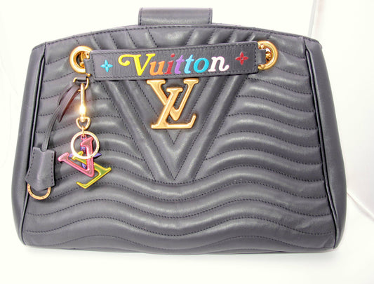Original LOUIS VUITTON "NEW WAVE" Black Calfskin Ladies Handbag