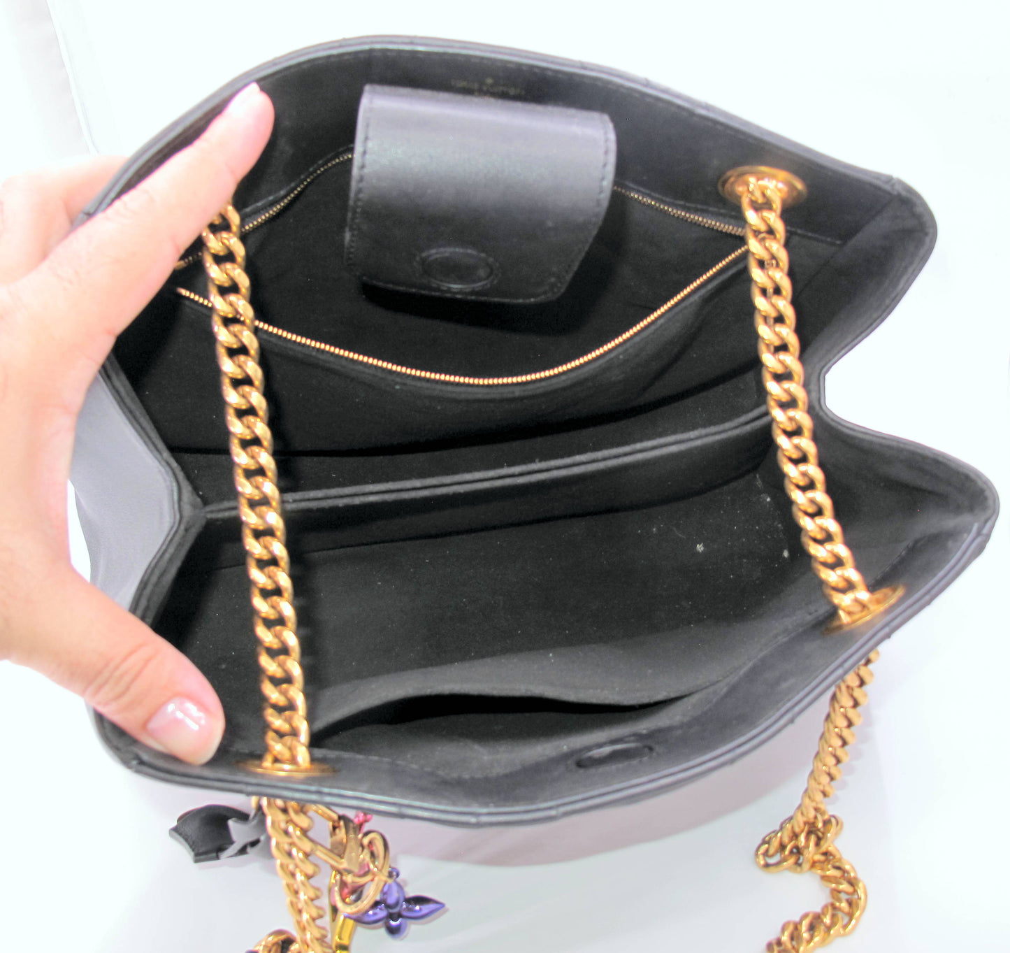 Original LOUIS VUITTON "NEW WAVE" Black Calfskin Ladies Handbag