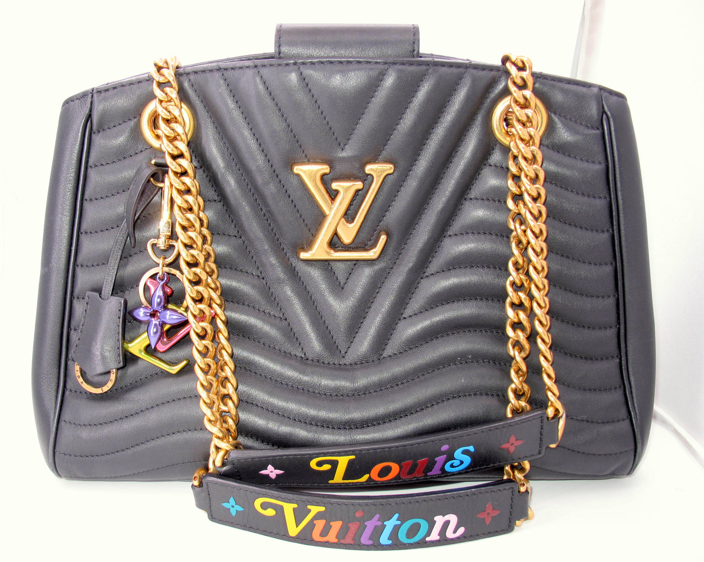 Original LOUIS VUITTON "NEW WAVE" Black Calfskin Ladies Handbag