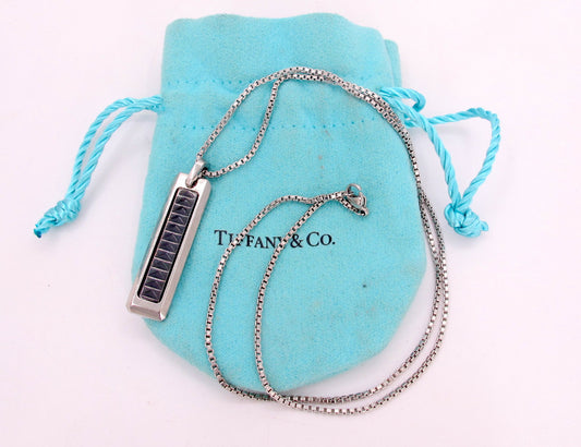 TIFFANY AND CO. Picasso Steel Bar Pendant Necklace 19" Long