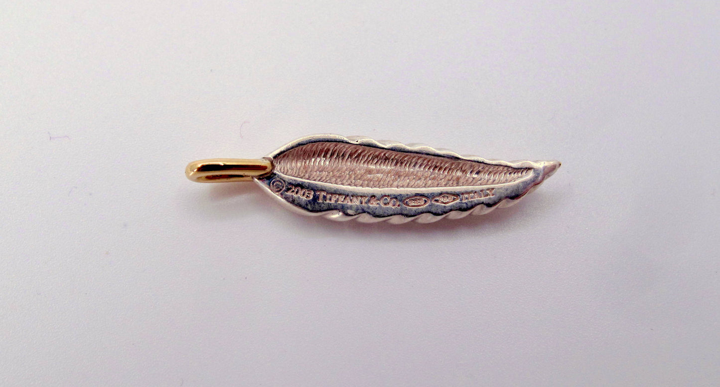 Stunning Sterling & 18K TIFFANY AND CO. LEAF DESIGN Pendant